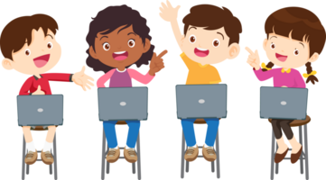 Brilliant students successfully creating their first computer program png