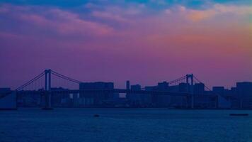 A timelapse of sunset near the bayarea in Ariake Tokyo tilt video