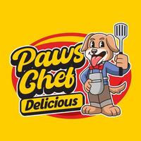 Happy Beagle Dog Chef with Burger and Taco Elements Mascot Cartoon Character Illustration vector