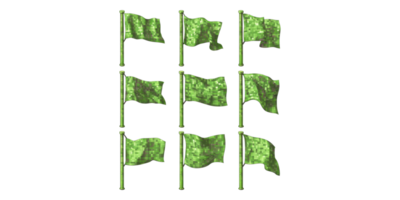 Green flag set with checkered pattern isolated on transparent background png