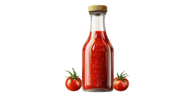 Tomato sauce bottle with tomatoes isolated on transparent background png