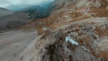FPV drone flying close to the sharp mountain cliffs. Italy, Dolomites video