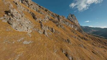 Smooth flight along the mountain range, filmed by FPV drone. Seceda, Italy video