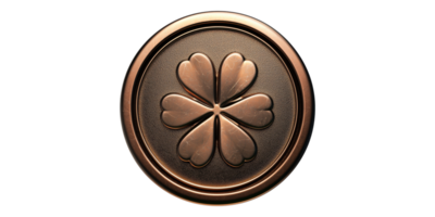 Bronze medallion with clover design isolated on transparent background png