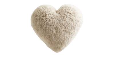 Heart shaped fluffy pillow isolated on transparent background png