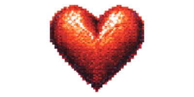 Red pixelated heart symbol isolated on transparent background png