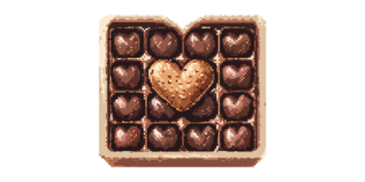 Chocolates in heart shapes in box isolated on transparent background png