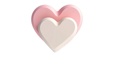Two layered heart shapes with pink and white colors isolated on transparent background png