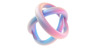 Gradient abstract intertwined rings isolated on transparent background png