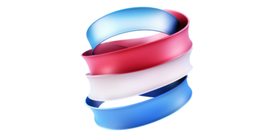 Abstract three-color ribbon swirl isolated on transparent background png
