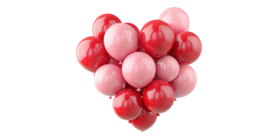 Cluster of red and pink balloons isolated on transparent background png