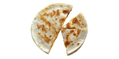 Sliced cheese quesadilla isolated on transparent background png