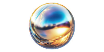 Abstract spherical iridescent orb isolated on transparent background png