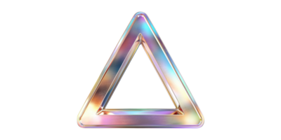 Metallic triangle frame with iridescent finish isolated on transparent background png