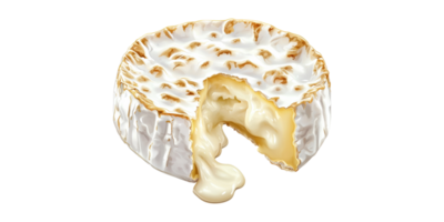 Creamy brie cheese with wedge removed isolated on transparent background png