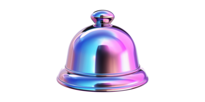 Metallic iridescent service bell isolated on transparent background png
