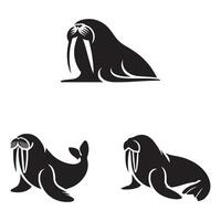 Simple Walrus Illustration Set vector