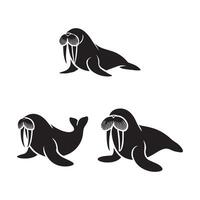 Clean Walrus Silhouettes vector