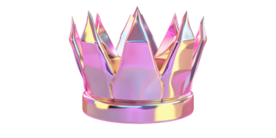 Colorful iridescent crown with sharp points isolated on transparent background png