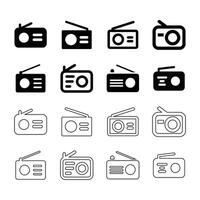 radio icons set vector