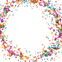 a circle of colorful confetti on a transparent background png