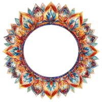 a colorful circular frame with a flower pattern transparent background. png