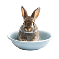 rabbit a bowl on transparent background. png