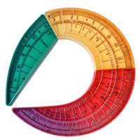 a colorful protractor with a ruler on transparent background. png