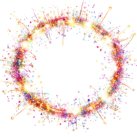 a circle of colorful sparkles on a transparent background png