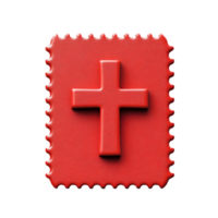 a red stamp with a cross on transparent background. png