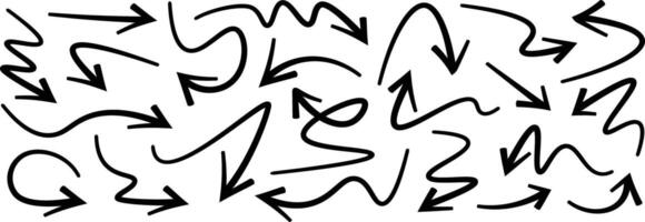Arrow icon set. Arrow. Cursor. Collection different arrow signs. Curved arrow icon. Wavy hand drawn arrow set. Hand drawn arrow vector