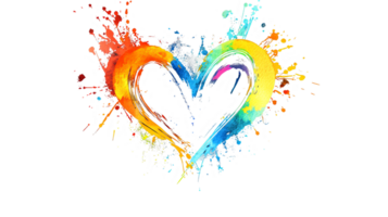 Vibrant Rainbow Heart Explodes with Colorful Paint Splatter Design, Abstract Art Background with Bold Hues png