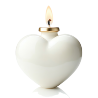 Heart-Shaped Candle Burns Brightly, Illuminating Romance and Serenity with Gentle Glow, Perfect for Romantic Ambiance. png