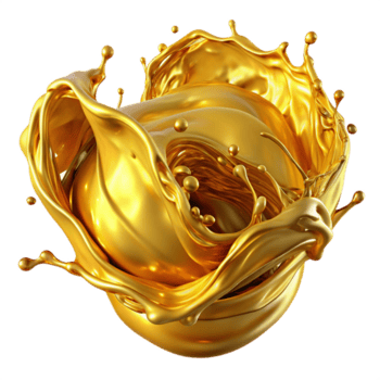 Luxurious golden oil splash with golden glow png