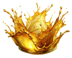 Golden oil splash creating dynamic liquid art png
