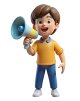 Happy kid having fun using a megaphone png