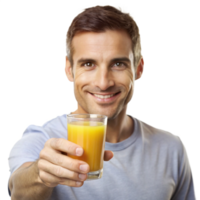 Man with a glass of juice in a bright setting png