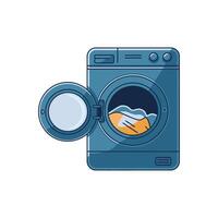 a washing machine with a door open and a towel inside vector
