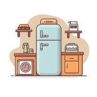 A flat illustration of Refrigerator drawing isolated for web design and app icons vector