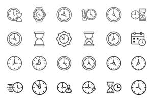 Flat Design Time Clock Silhouette Icon Set vector