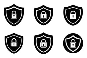 Security Icon Collection in Outline Silhouette Format vector