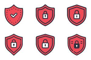 Minimal Flat Security Icon Set with Silhouettes vector