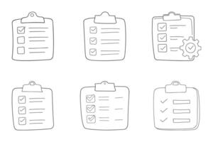 Modern Checklist and Clipboard Icon Outline Set vector