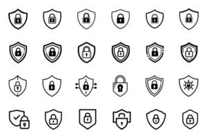 Outline Icon Set Featuring Security Silhouettes vector