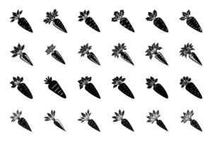 Flat Carrot Icon Collection in Outline vector