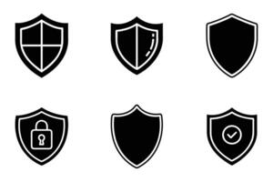 Minimal Shield Icon Set in Silhouette Style vector