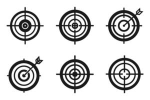Target Icon Bundle in Minimal Outline Silhouette vector