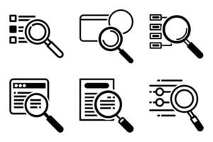 Search Icon Set in Outline Silhouette Style vector