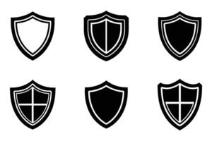 Modern Shield Outline Icons on White Background vector