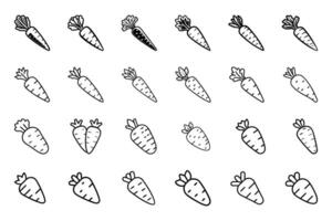 Carrot Silhouette Icons in Simple Outline Style vector